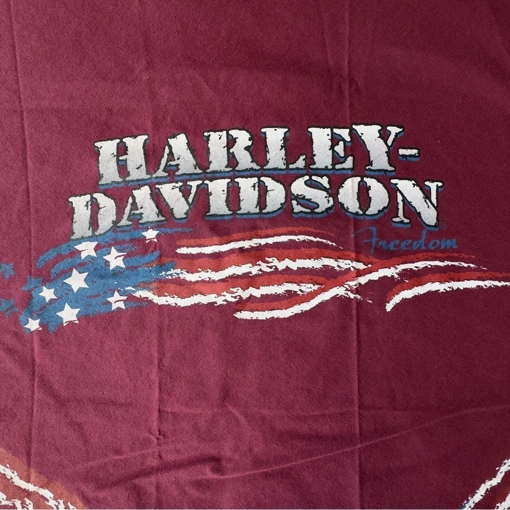 VTG Y2K 02 Harley-Davidson Burgundy Bandana with Patriotic Accents